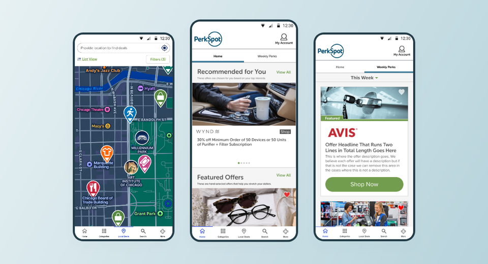 PerkSpot mobile offer discovery designs