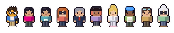 Actual game sprites: Sam and the room characters