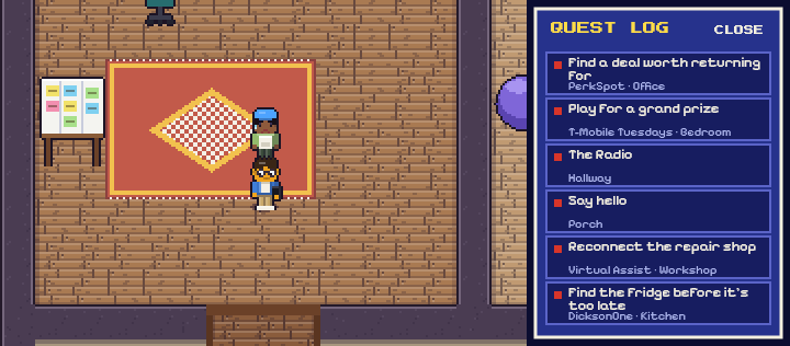 Gameplay preview of teleporting between rooms in the portfolio